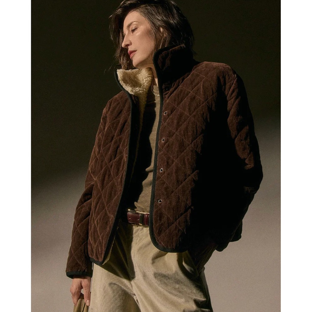 New NWT James Perse Jacket Corduroy Quilted Sherpa